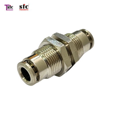 ฟิตติ้งสวมเร็วโลหะ เสียบสายสองทาง เกลียวฝังตู้