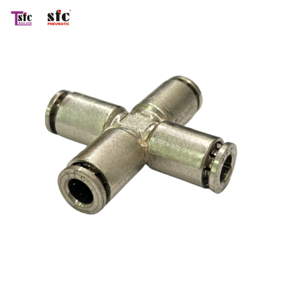 ฟิตติ้งสวมเร็วโลหะ เสียบสายสี่ทาง