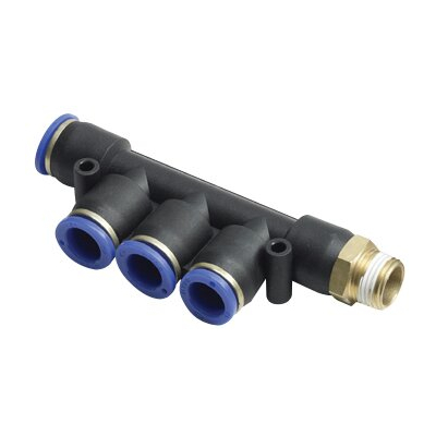 ฟิตติ้งเสียบสาย สี่ทางเกลียวนอก