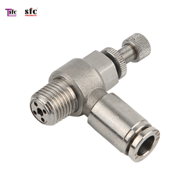 ฟิตติ้งสแตนเลส ปรับสปีด เสียบสาย เกลียวนอก